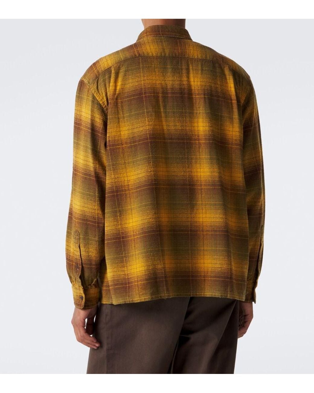 A.PRESSE Orange Checked Cotton And Silk Twill Shirt for men