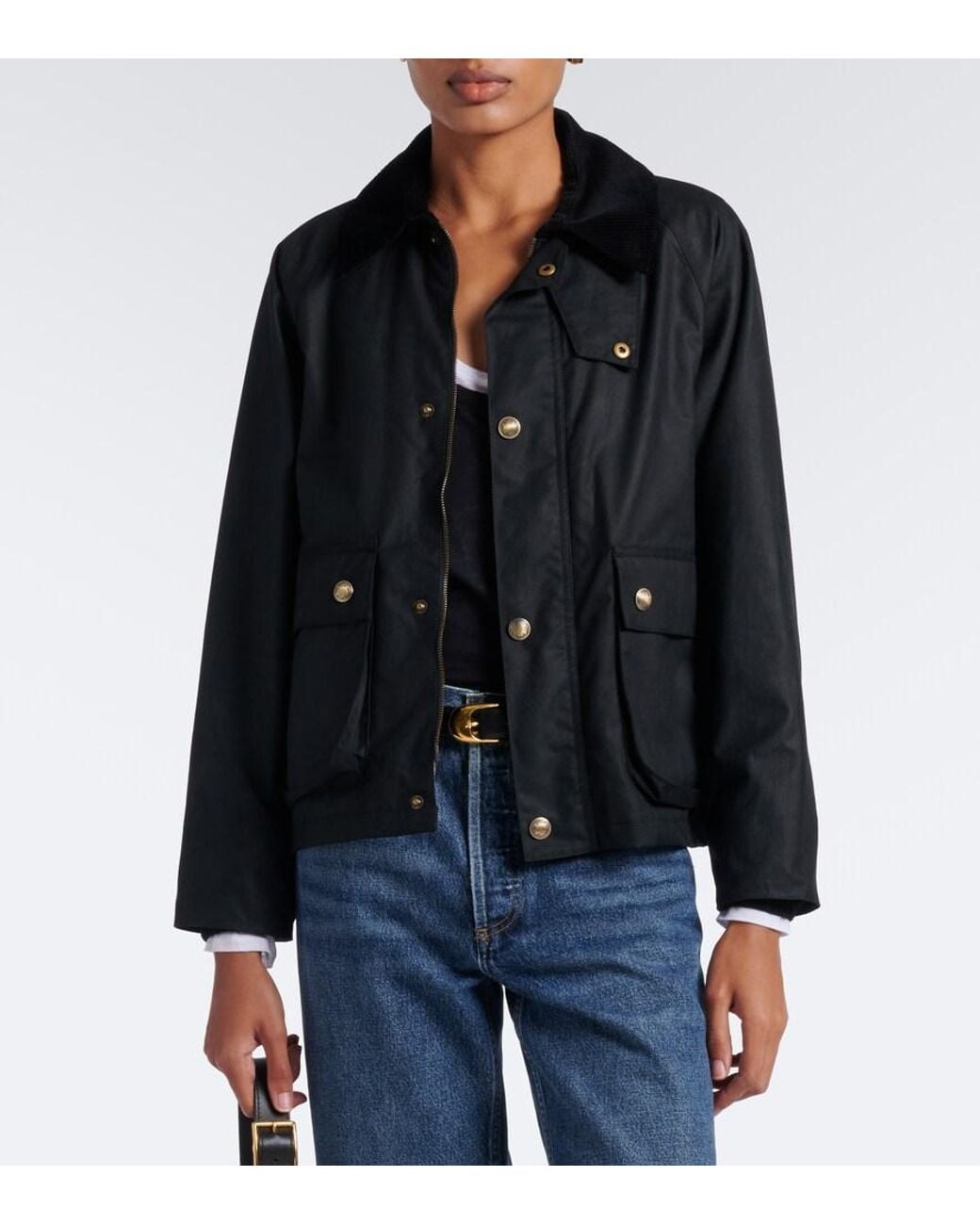 Nili Lotan Black Brinley Corduroy-Trimmed Cotton Jacket