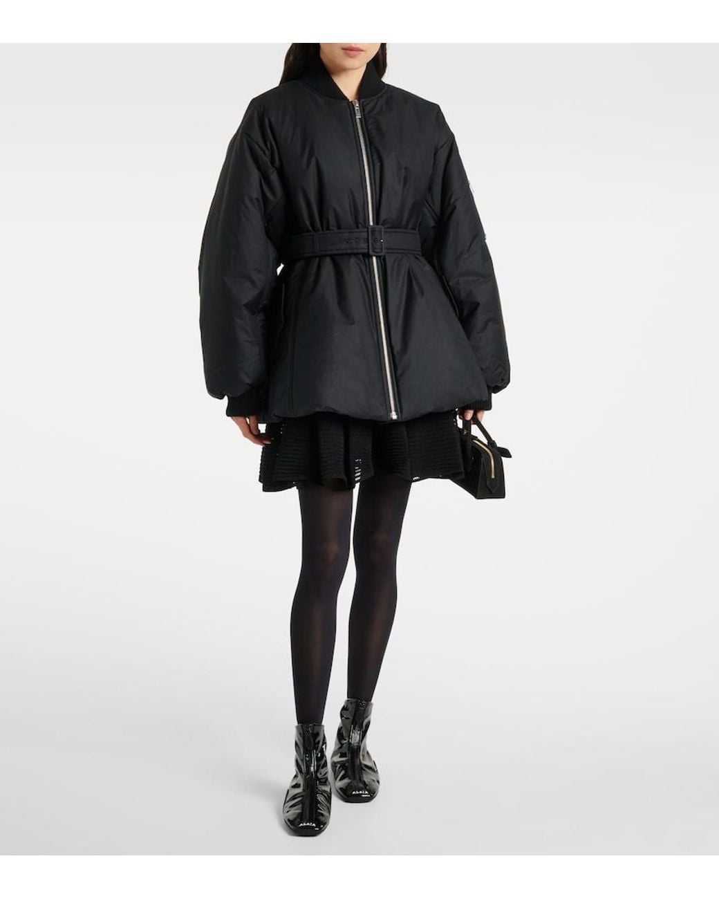 Alaïa Black Belted Cotton-Blend Bomber Jacket