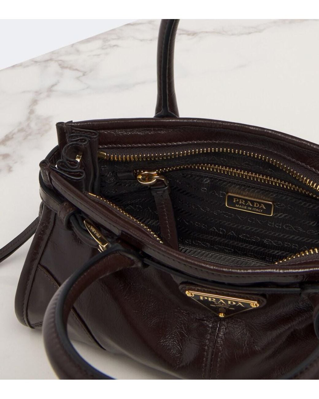 Prada Black Bonnie Mini Leather Top-Handle Bag
