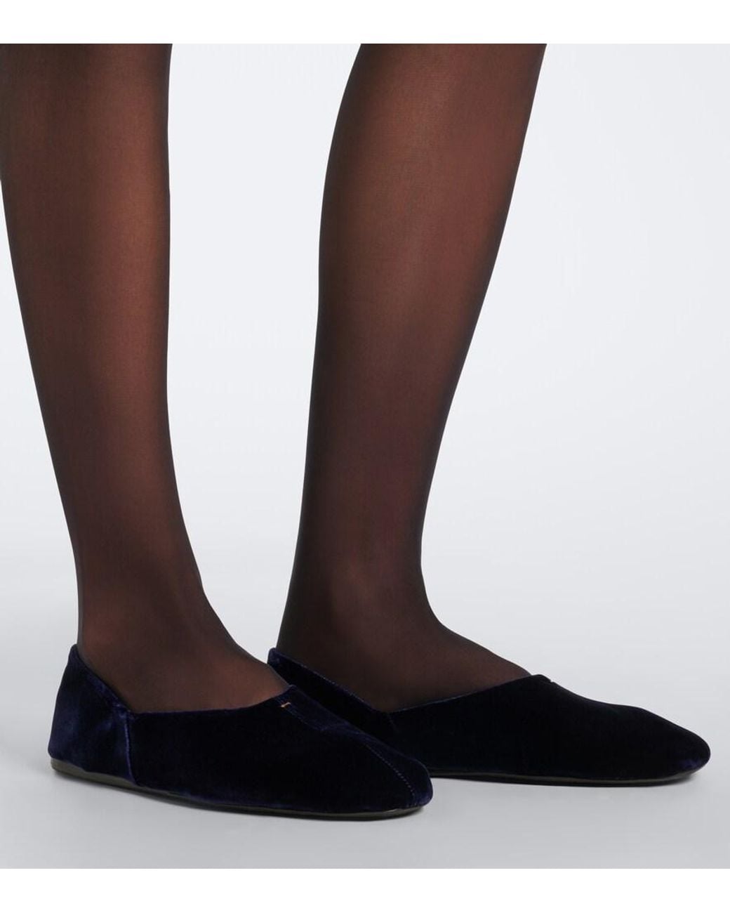 Khaite Blue Jane Velvet Ballet Flats