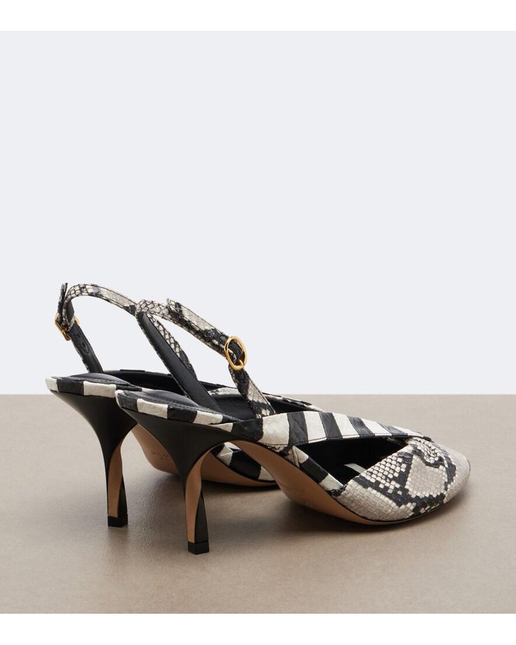 Jacquemus Metallic Poisson Snake-Effect Leather Slingbacks