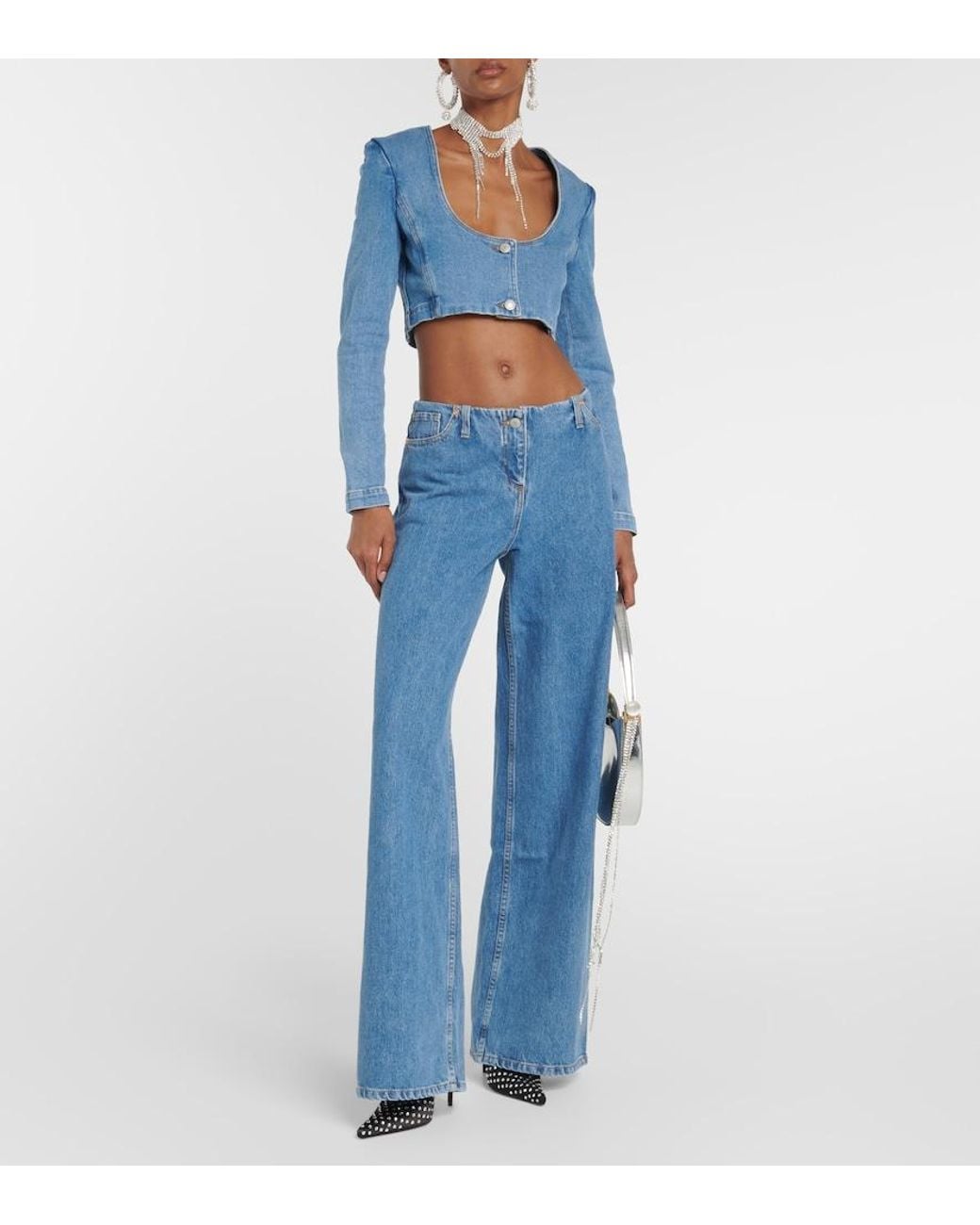 Magda Butrym Blue Cropped Denim Top