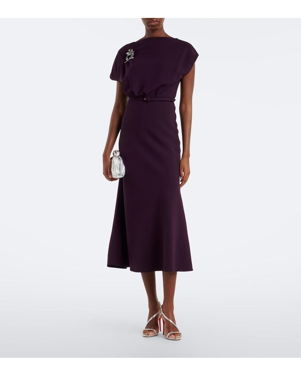 Roland Mouret Purple Embellished Cady Cocktail Dress