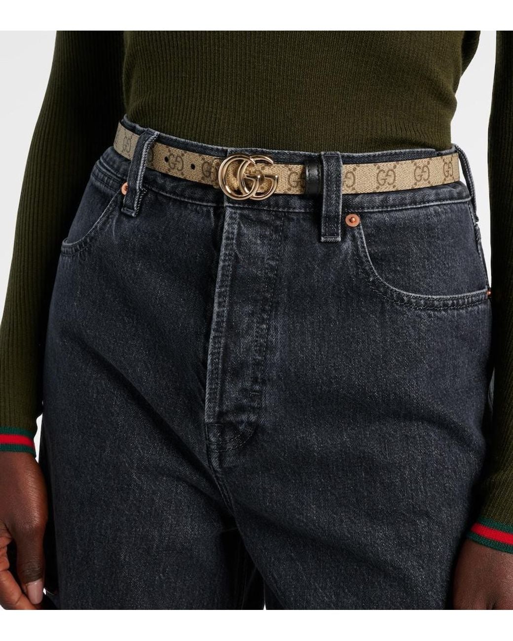 Gucci Natural Gg Marmont Reversible Belt