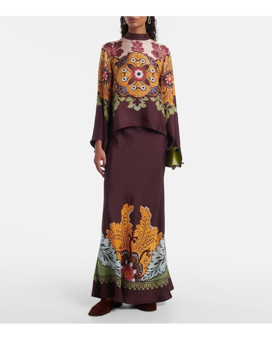 LaDoubleJ Purple Sleek Placee Silk Maxi Skirt