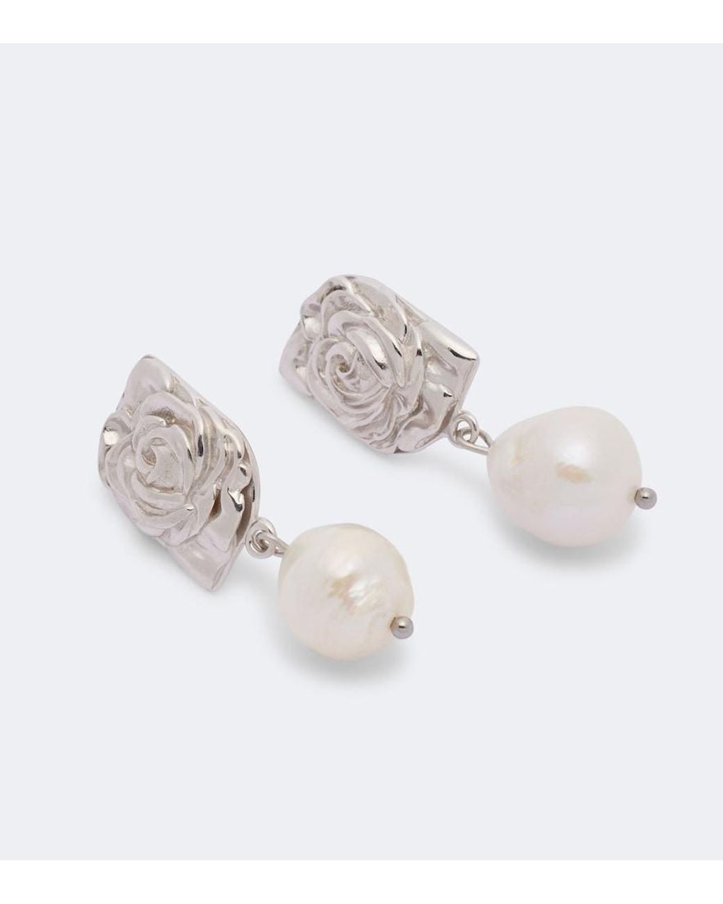 Magda Butrym White Floral Faux-Pearl Drop Earrings