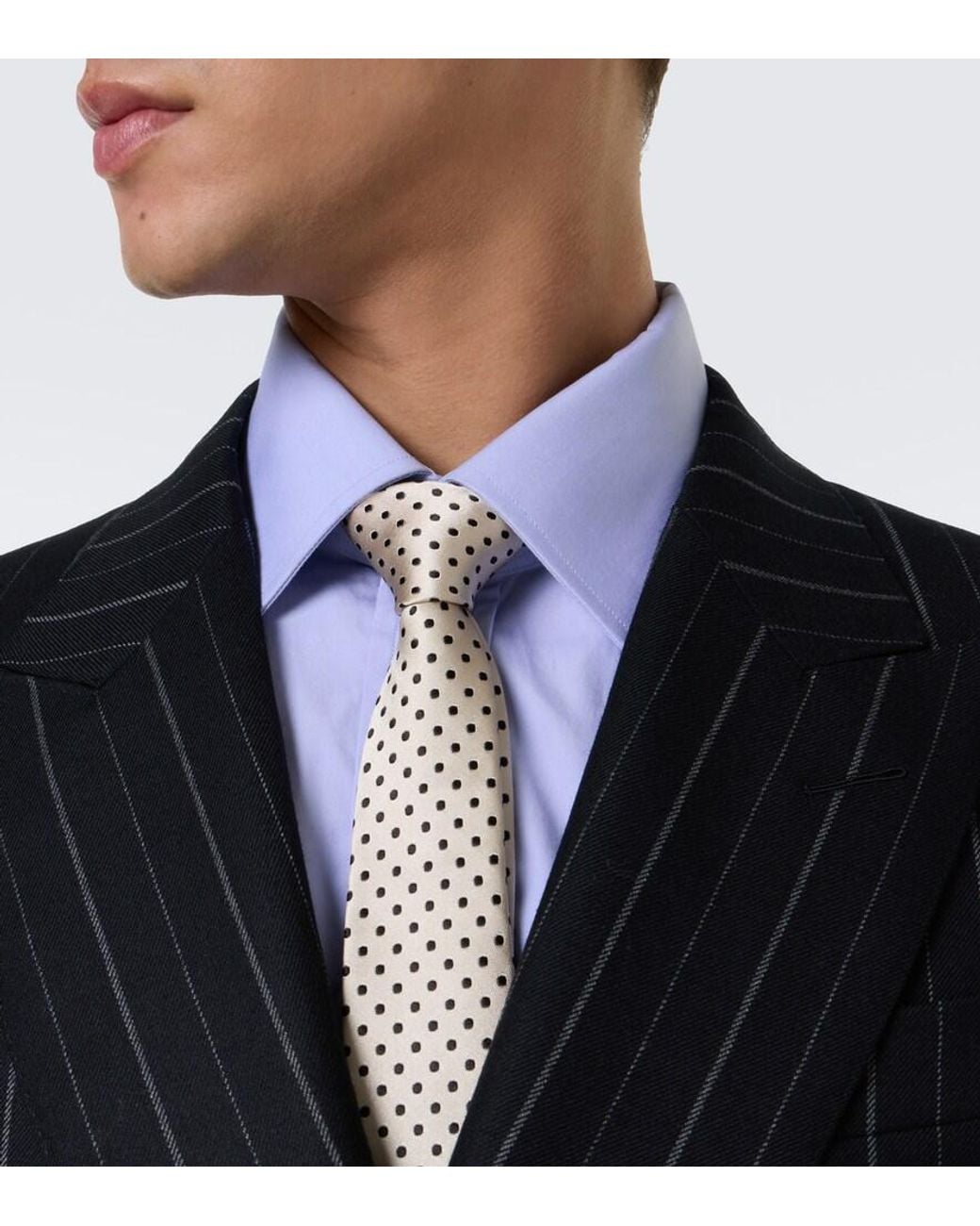 Tom Ford White Polka-Dot Silk Jacquard Tie for men