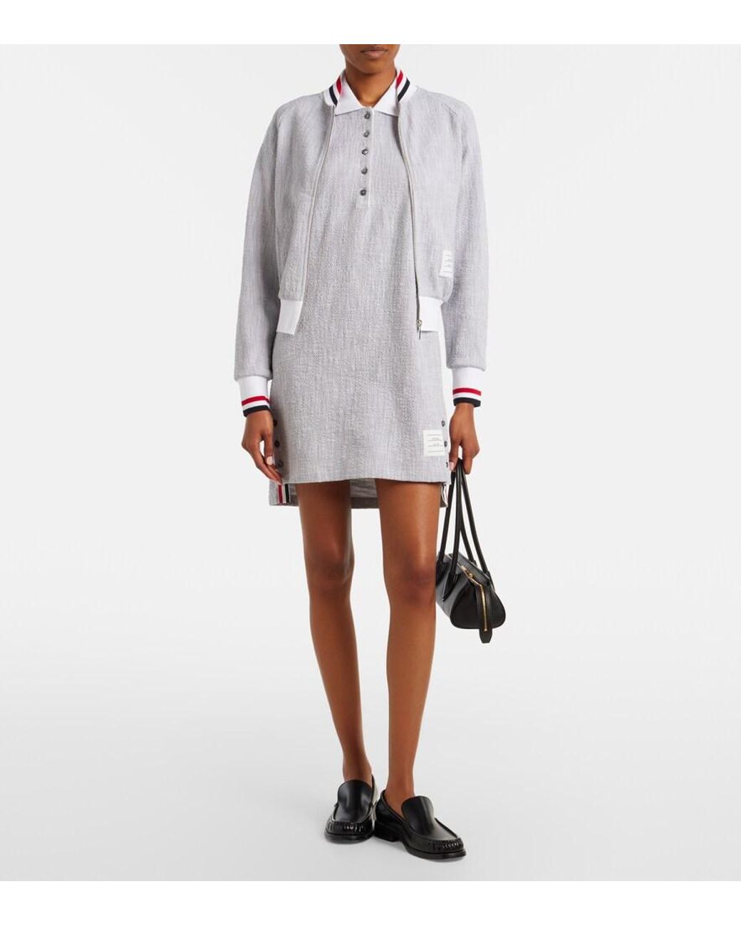 Thom Browne White Cotton-Blend Bomber Jacket