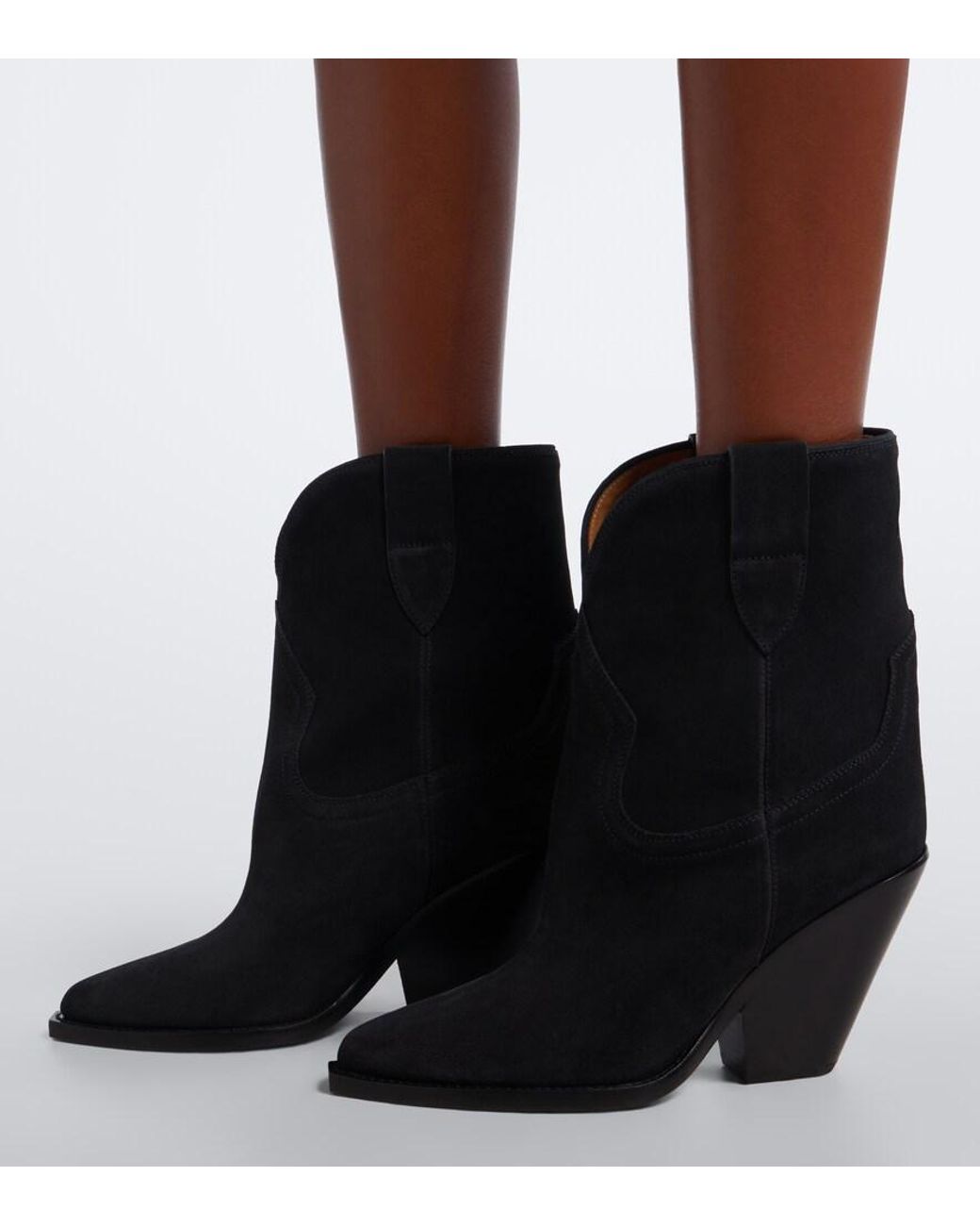 Isabel Marant Black Leyane Suede Cowboy Boots