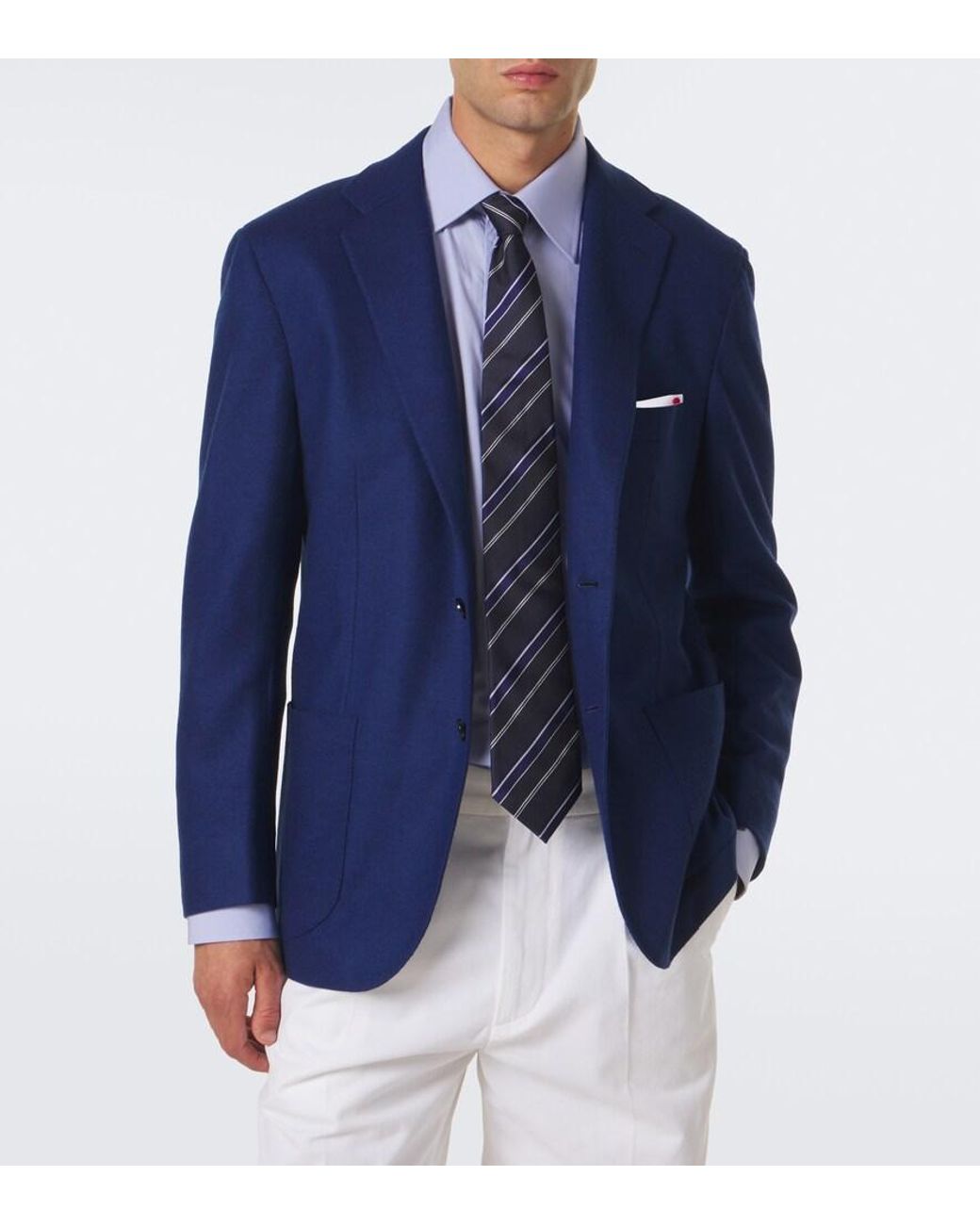 Kiton Blue Wool And Cashmere Blazer for men