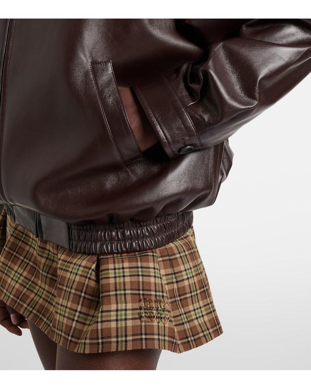 Miu Miu Brown Logo Leather Jacket
