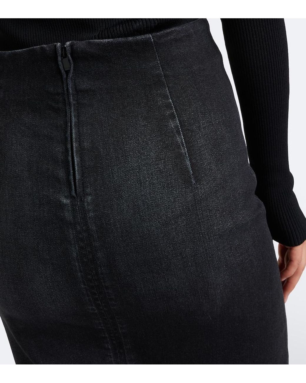 Gucci Black Denim Midi Skirt