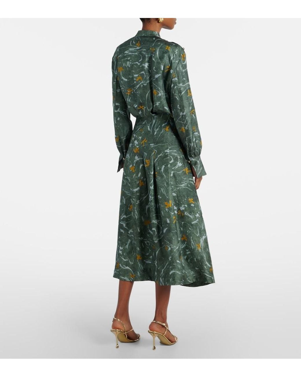Altuzarra Green Felicia Studded Silk Maxi Dress