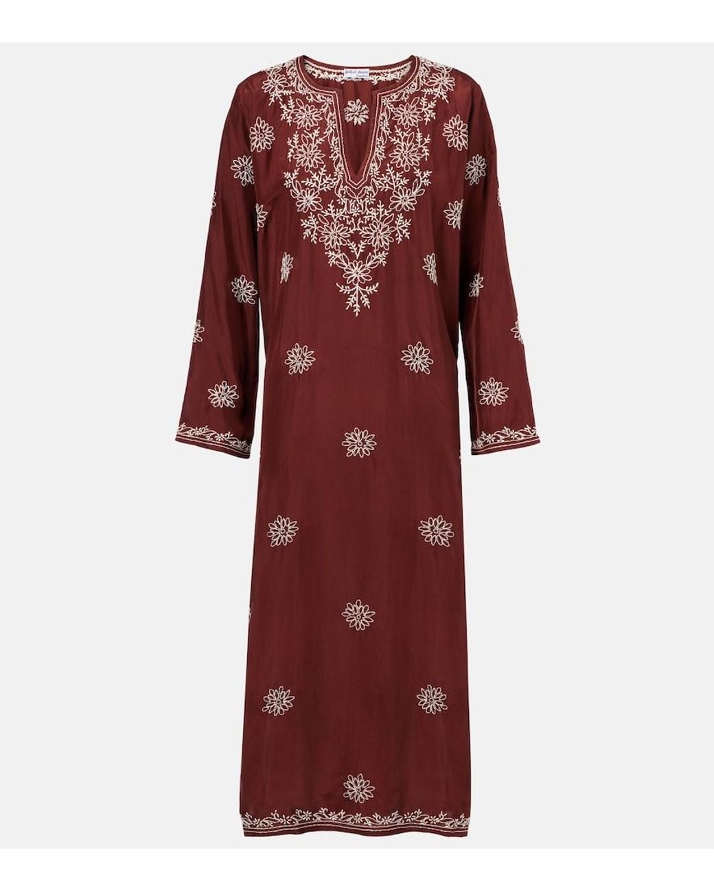 Juliet Dunn Floral Embroidered Silk Tunic