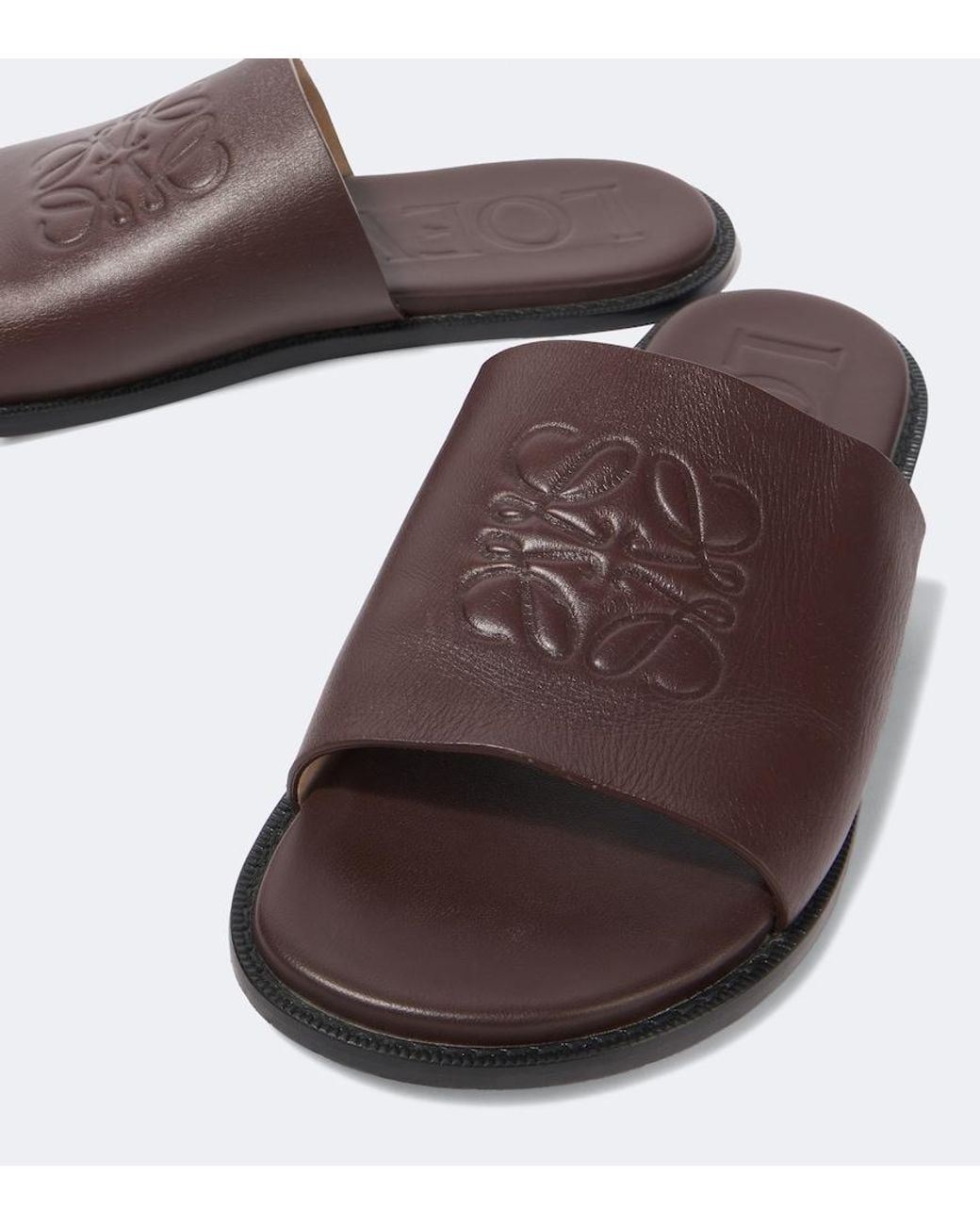 Loewe Brown Paula's Ibiza Flex Anagram Leather Slides for men