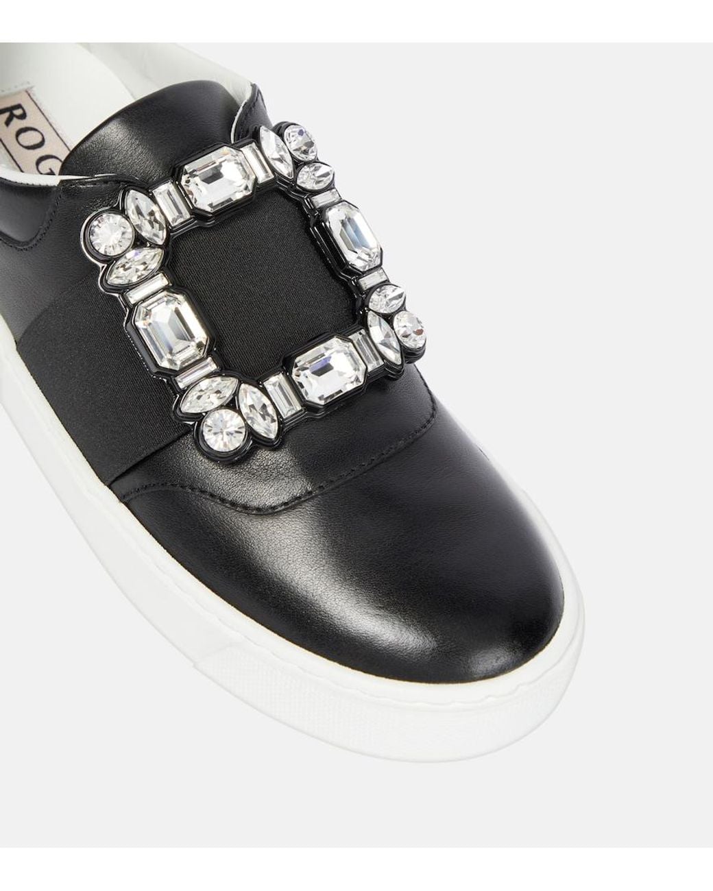 Roger Vivier Black Very Vivier Embellished Leather Sneakers