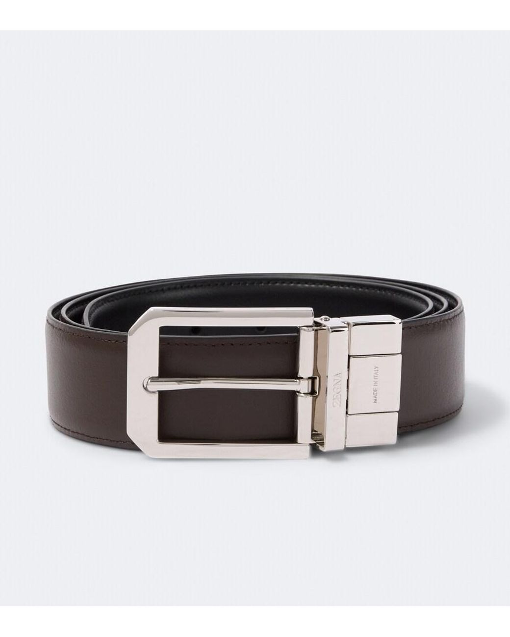 Zegna Black Reversible Leather Belt for men