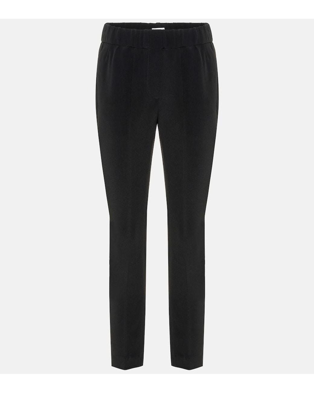 Brunello Cucinelli Black Silk-blend Cropped Pants