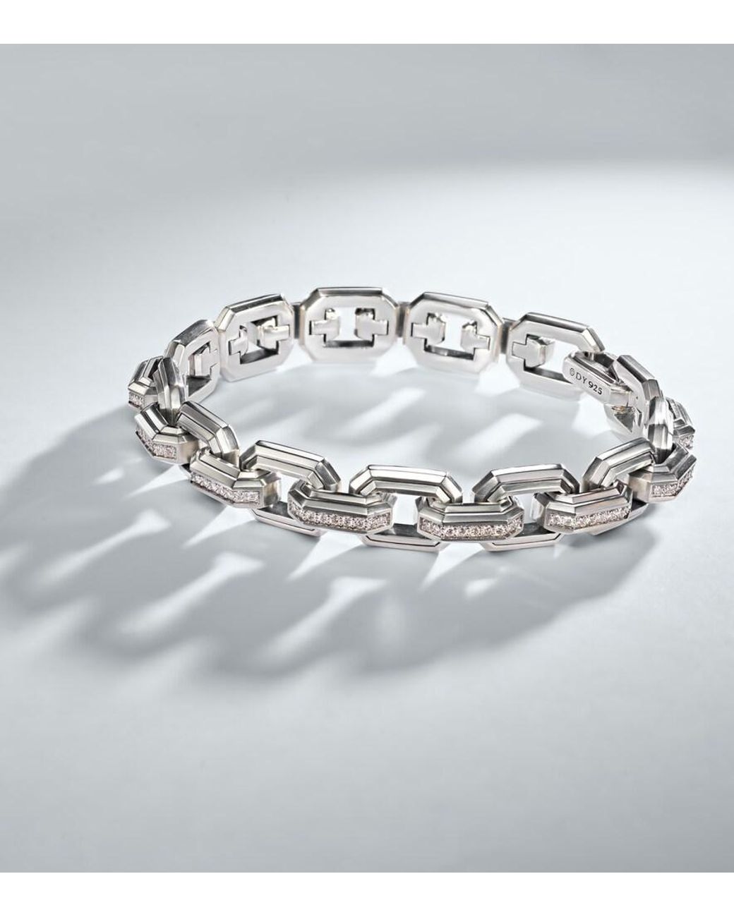 David Yurman Metallic 925 Sterling Chain Bracelet With Diamonds for men