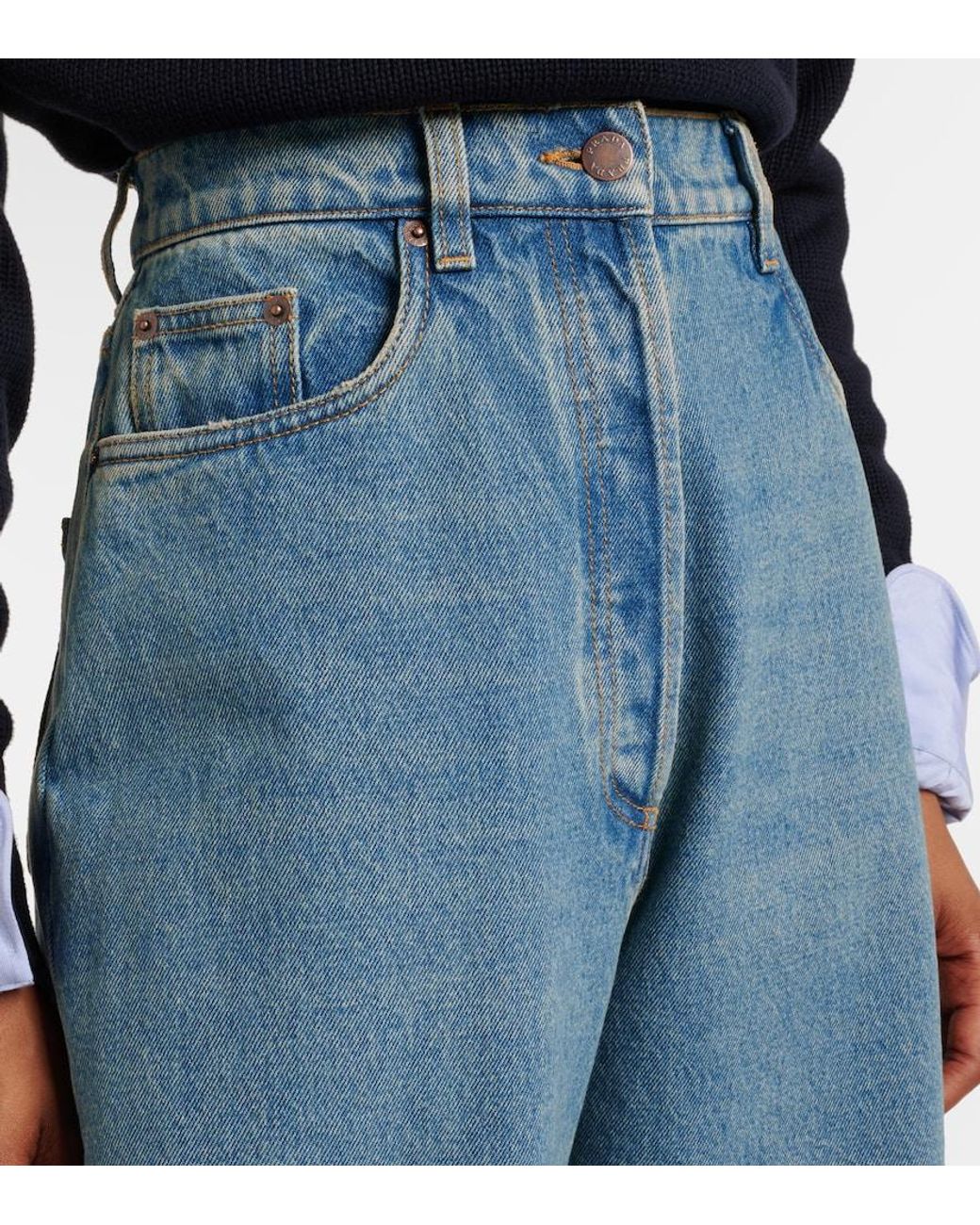 Jeans Rectos De Tiro Alto Prada de color Blue