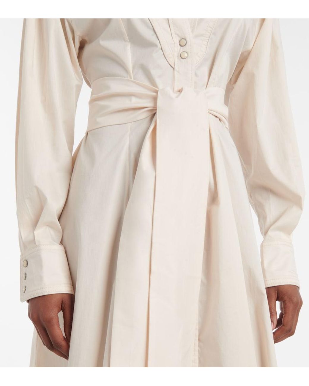 Johanna Ortiz Natural Vela De Cruz Cotton-Blend Poplin Wrap Dress
