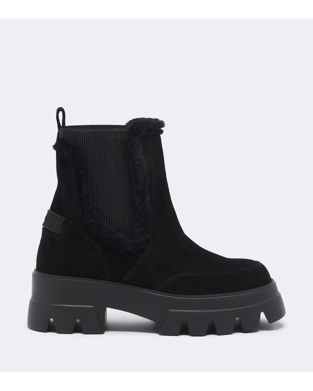 Bogner Black Sapporo Shearling-Trimmed Suede Ankle Boots