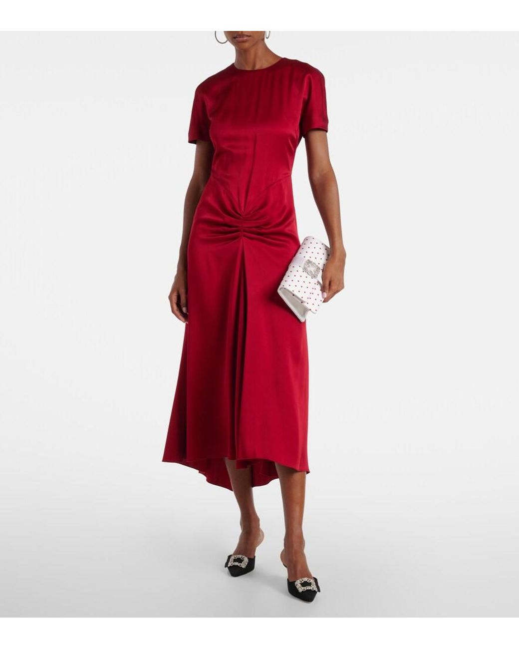 Manolo Blahnik White Capri Embellished Polka-Dot Satin Clutch