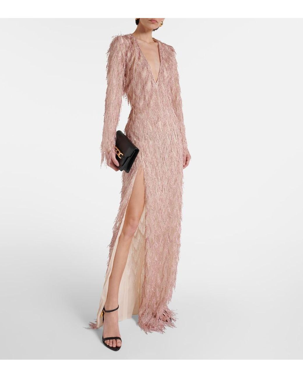 Pink Ford Robe Tom Ford Fringed Lame Gown in Pink | Lyst