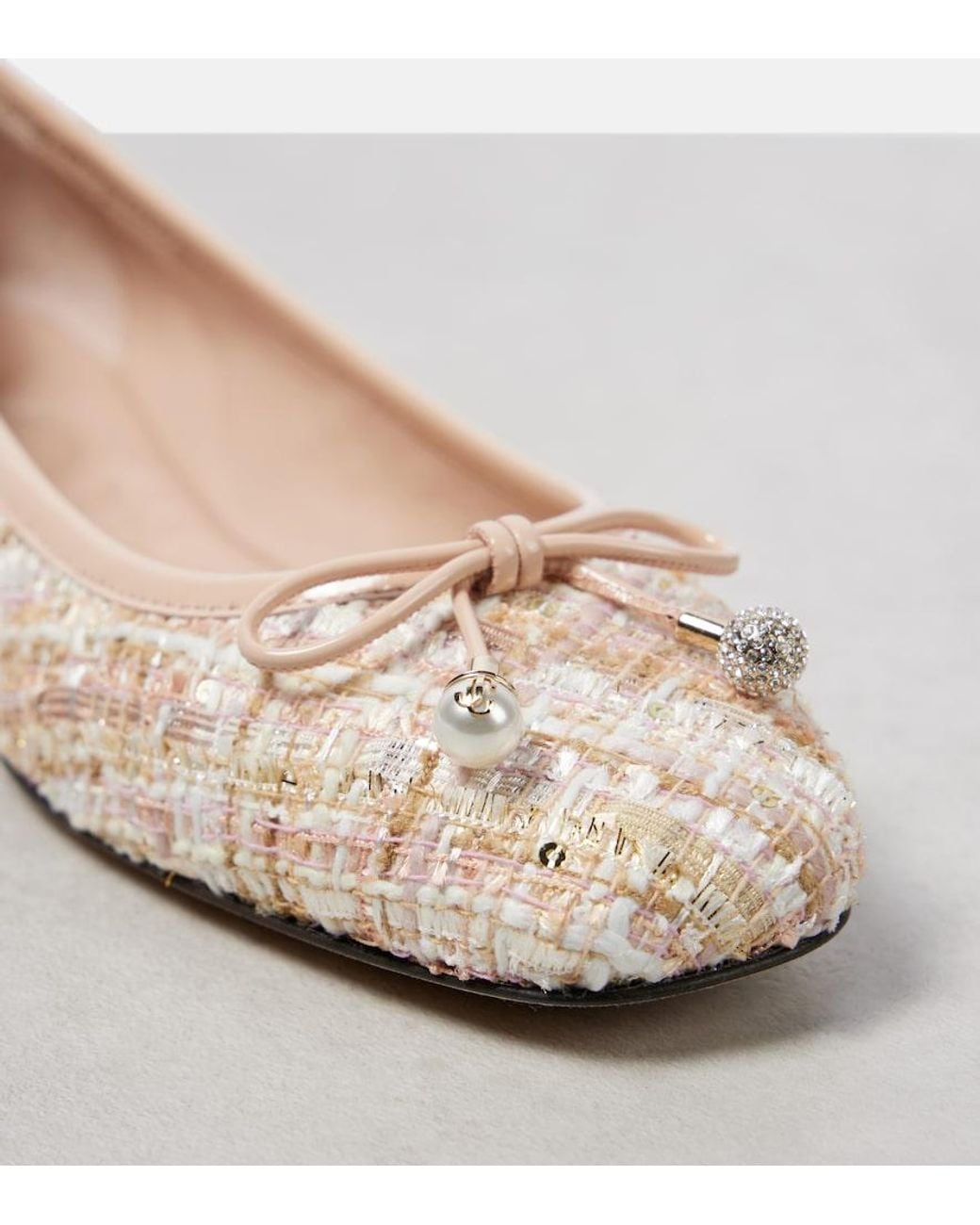 Jimmy Choo Pink Elme Tweed Ballet Flats