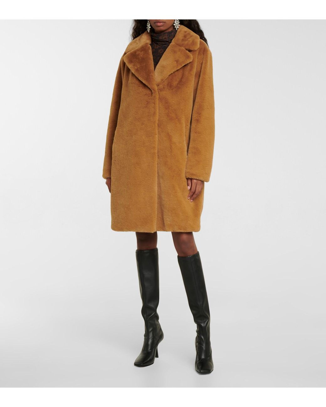 Velvet Evalyn Faux Fur Coat in Brown | Lyst