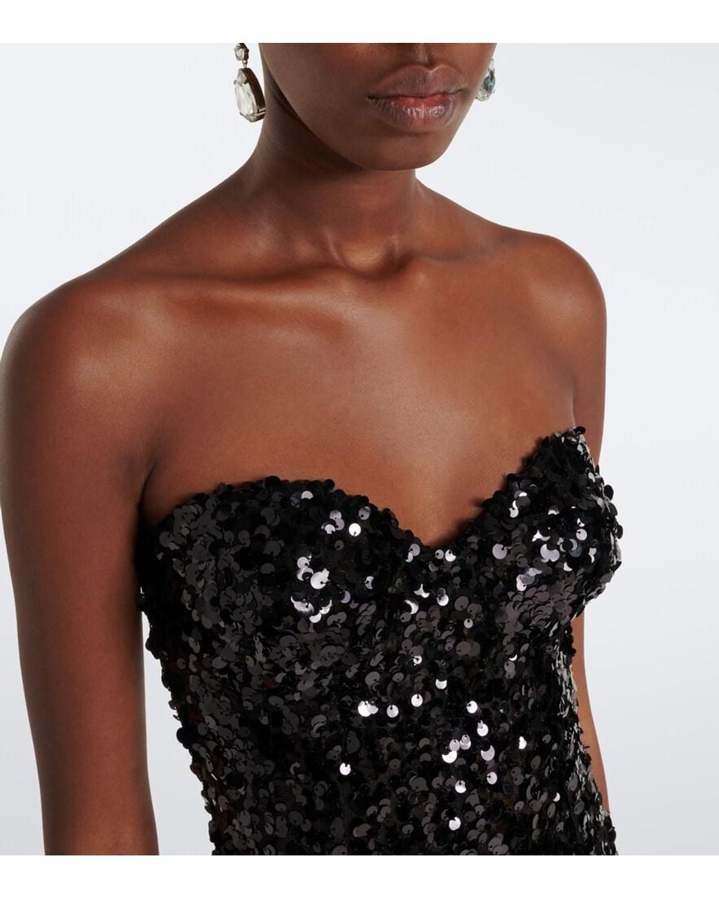 Dolce & Gabbana Black Sequined Bustier Dress