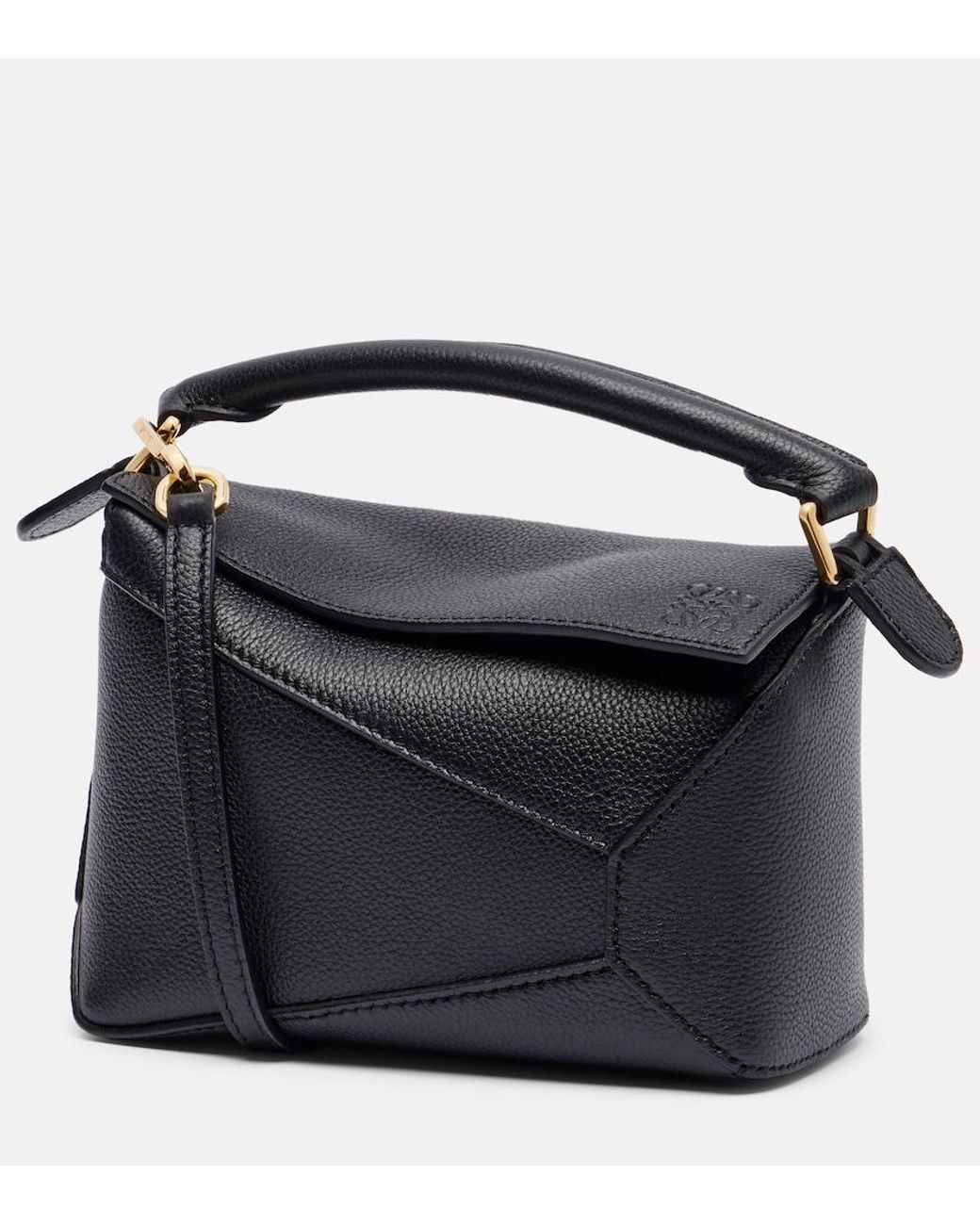 Loewe Black Puzzle Edge Mini Leather Top-Handle Bag