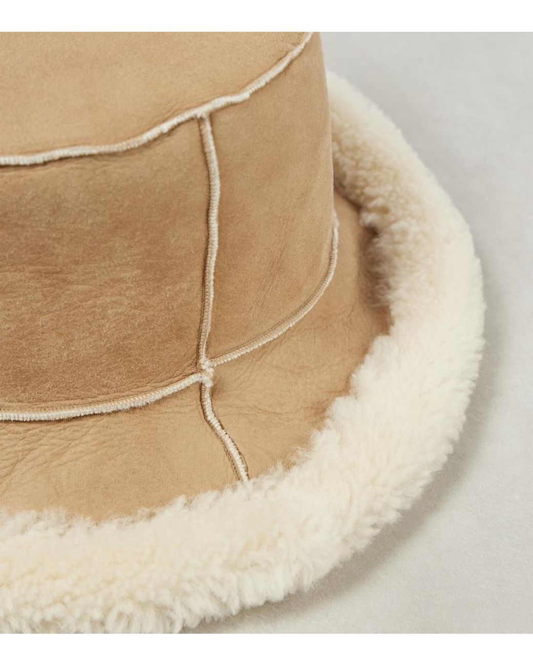 Brunello Cucinelli Natural Reversible Shearling Bucket Hat