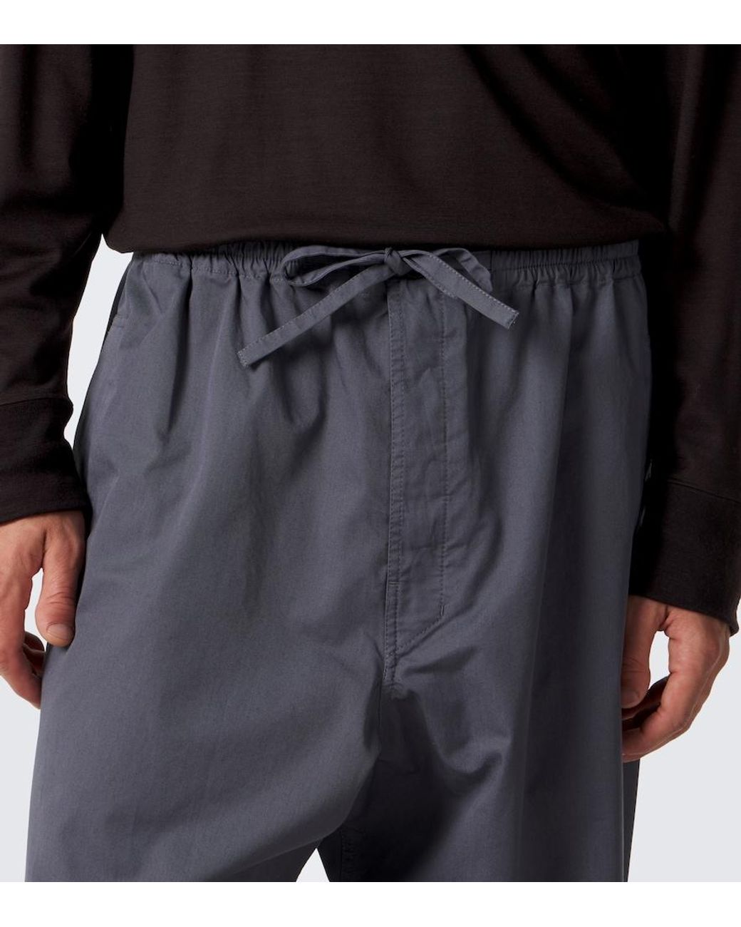 Lemaire Blue Cotton Twill Wide-Leg Pants for men