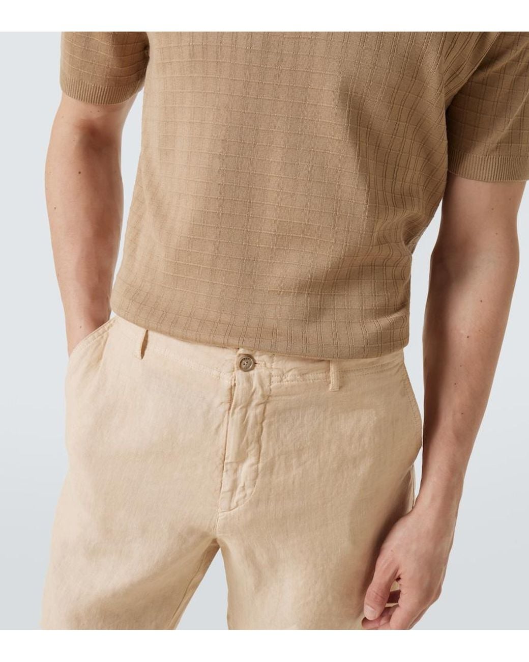 Fedeli Natural Linen Bermuda Shorts for men