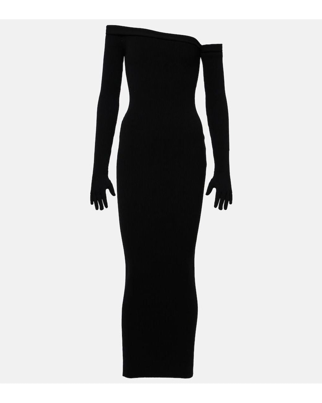 Jean Paul Gaultier Black Asymmetric Neck Maxi Dress