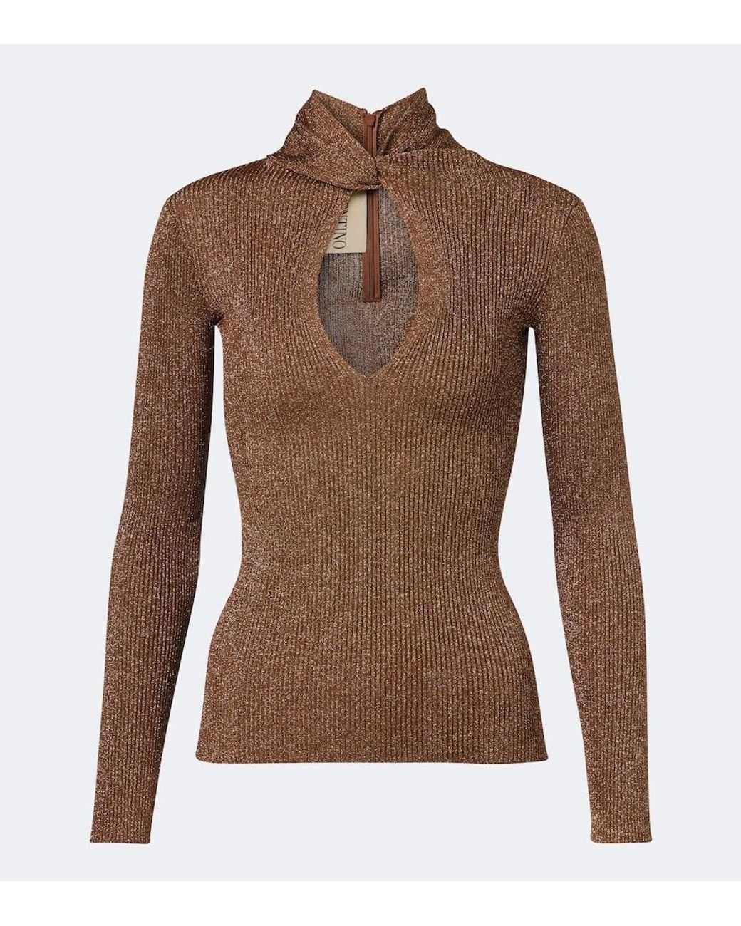 Valentino Garavani Brown Cut-Out Lame Sweater