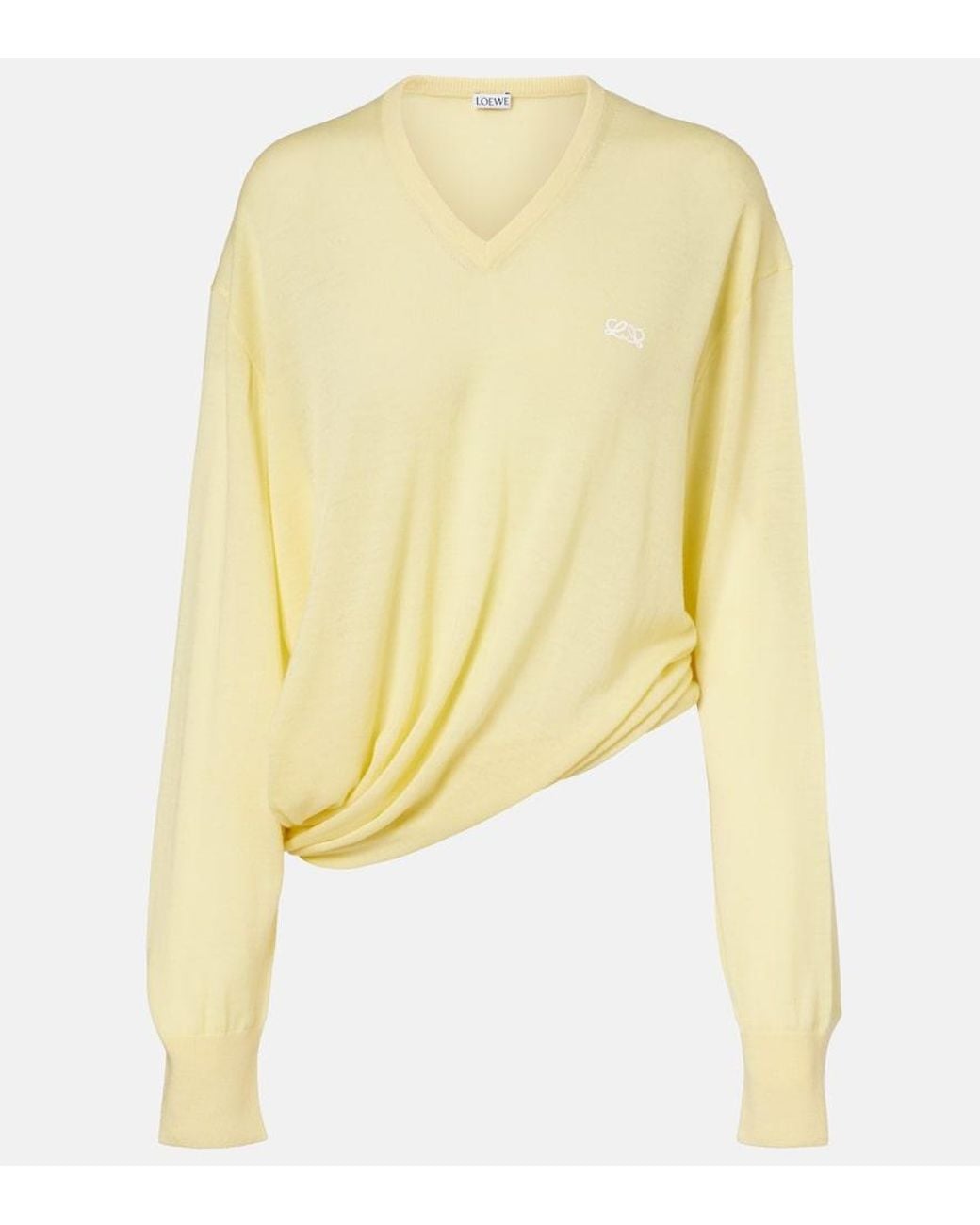 Loewe Yellow Double L Asymmetric Wool Sweater