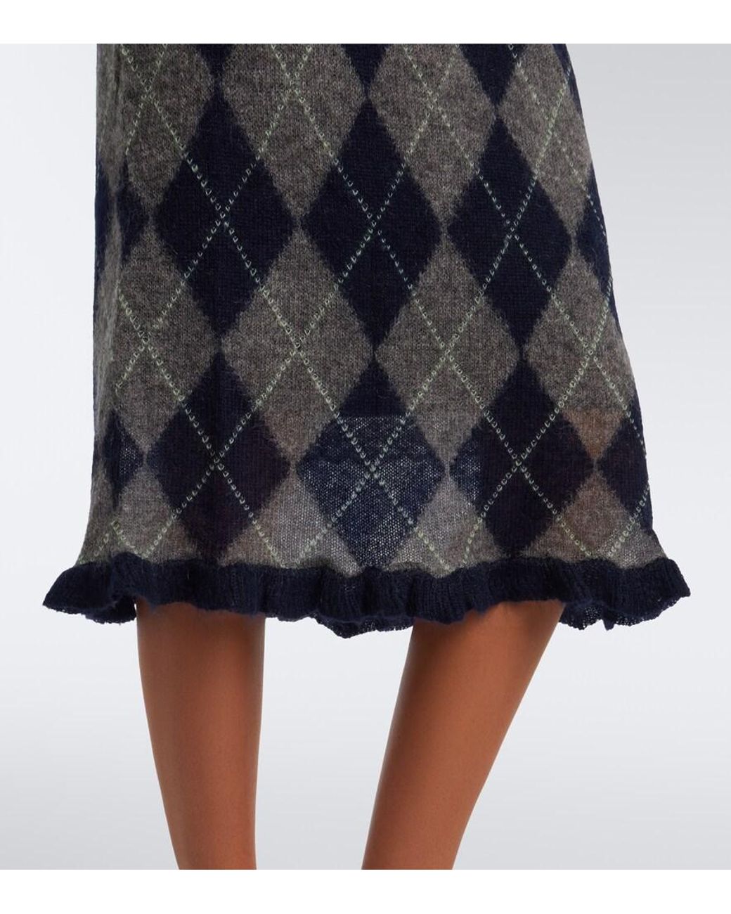 ShuShu/Tong Black Argyle Wool And Mohair-Blend Midi Dress