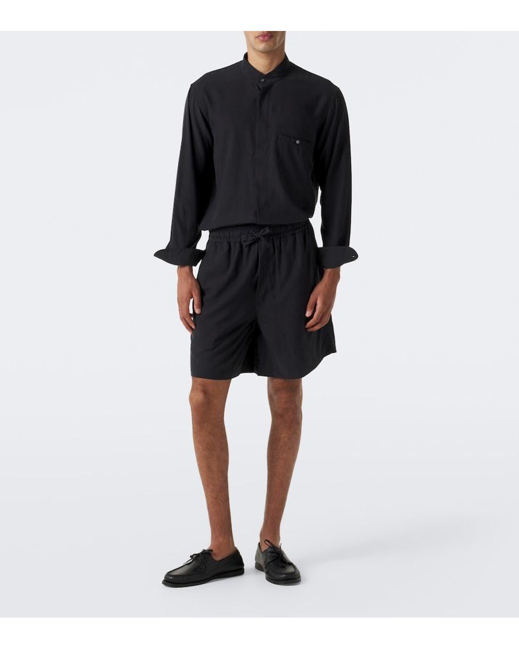 Saman Amel Black Dom Silk Shirt for men