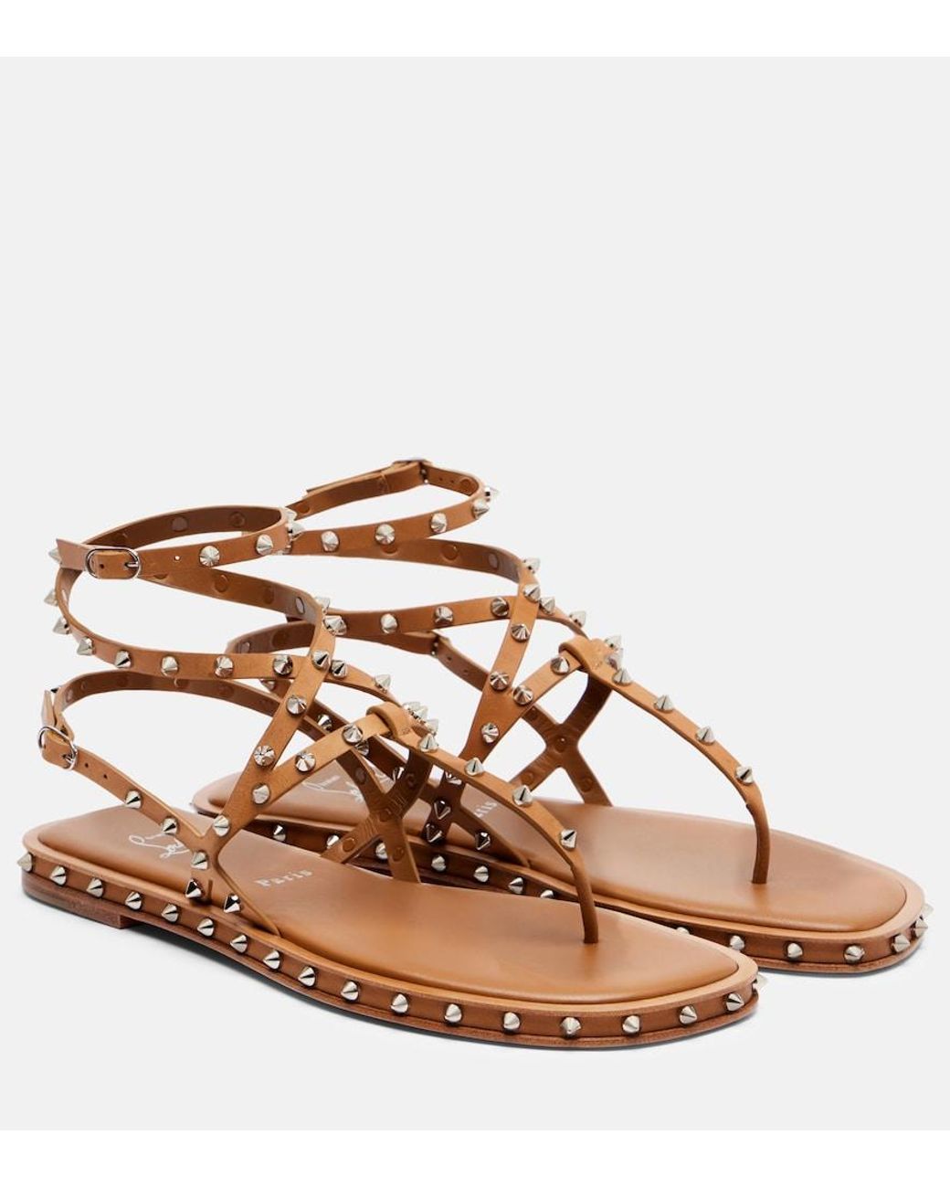 Christian Louboutin Brown Bombina Spiked Leather Sandals