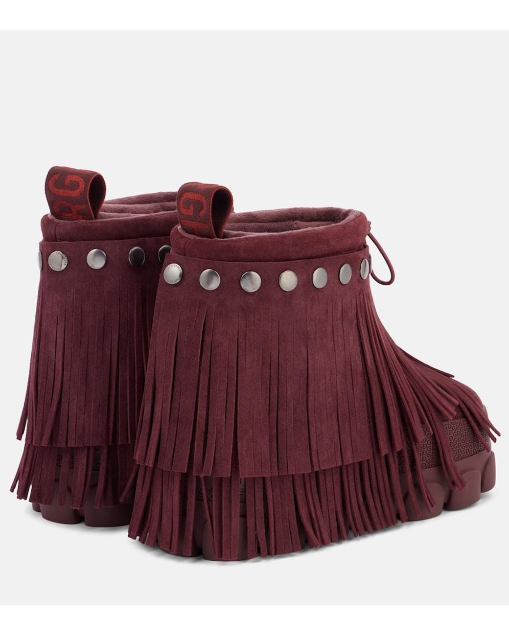 Goldbergh Red Vergara Fringed Suede Snow Boots