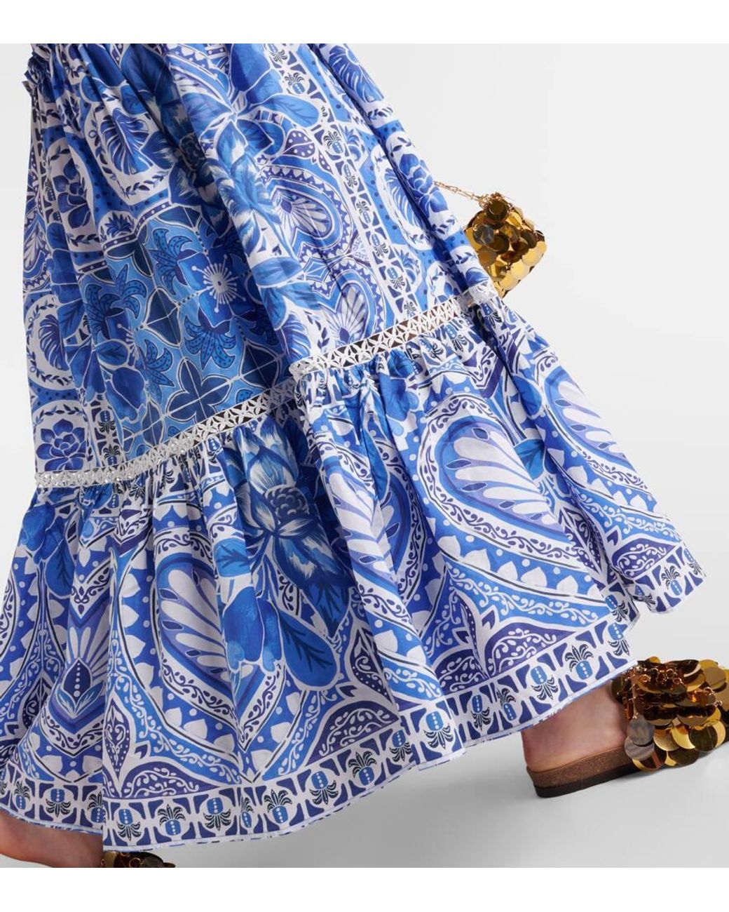 chinese dress ladies Blue Tile Dream Sleeveless Maxi Dress – FARM Rio main image 1