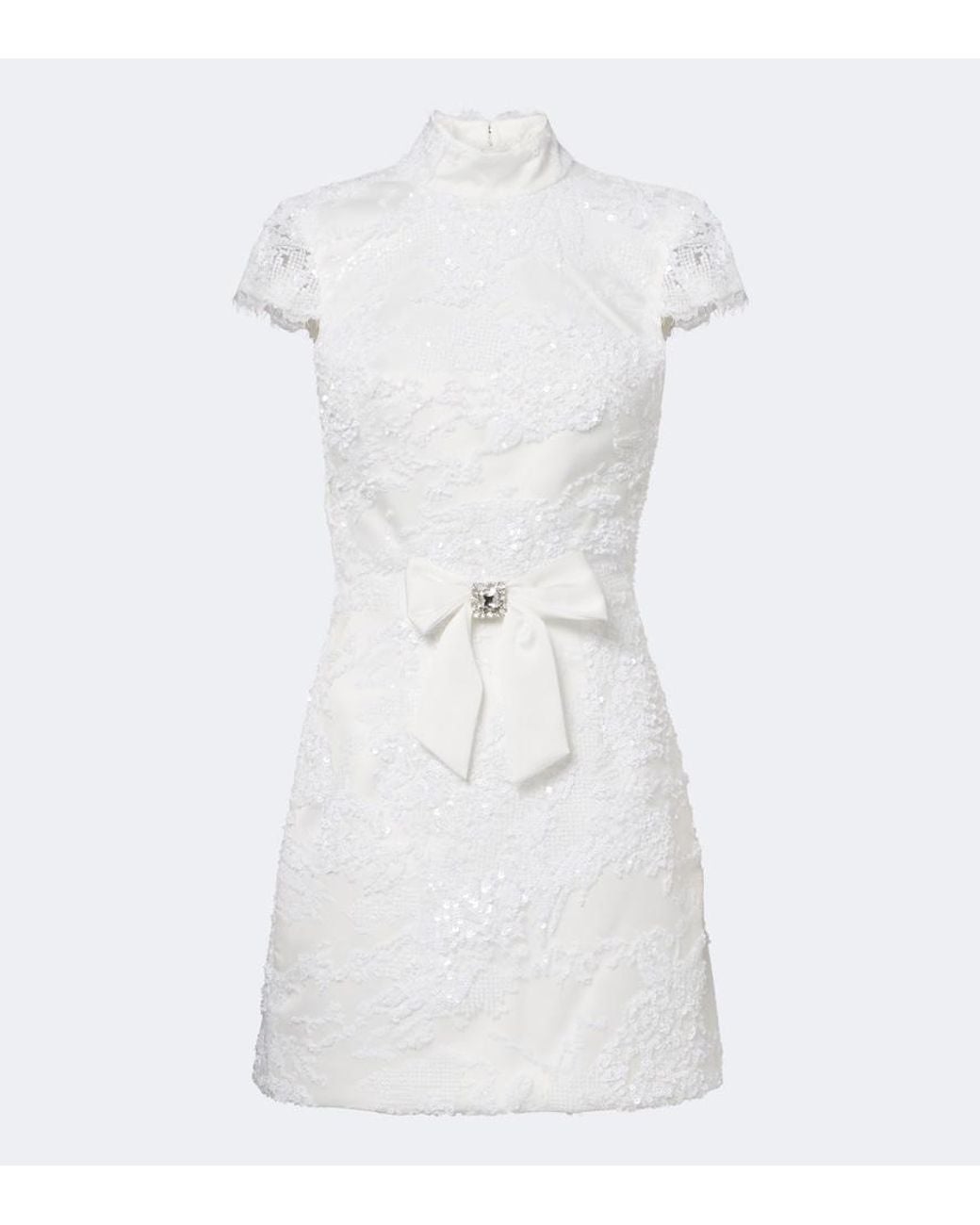 Rebecca Vallance White Medici Bow-Detail Embellished Minidress
