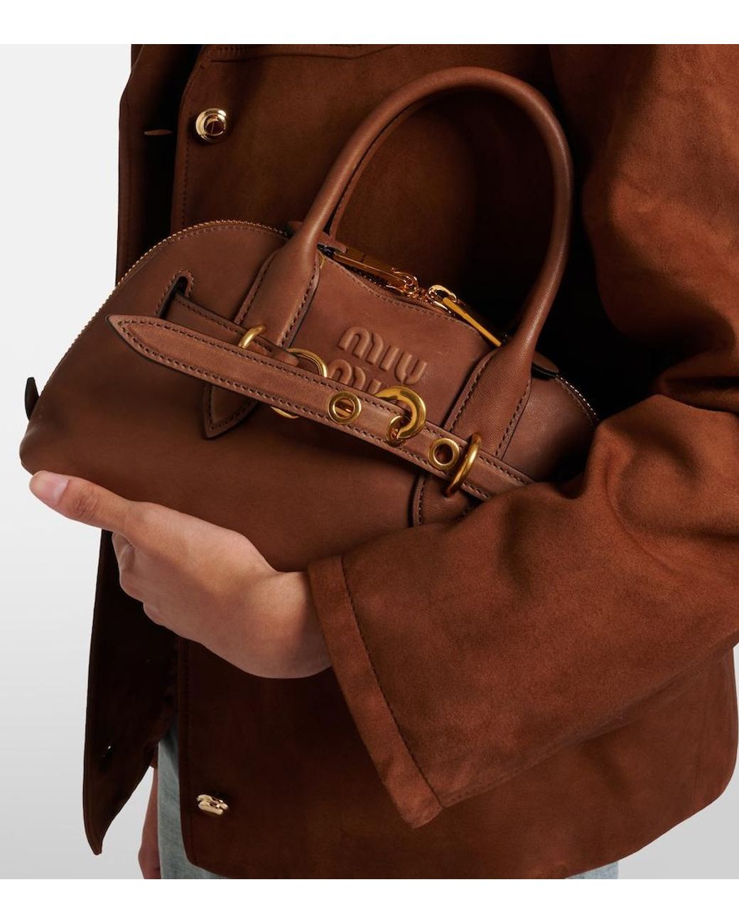 Miu Miu Brown Adventure Leather Tote Bag