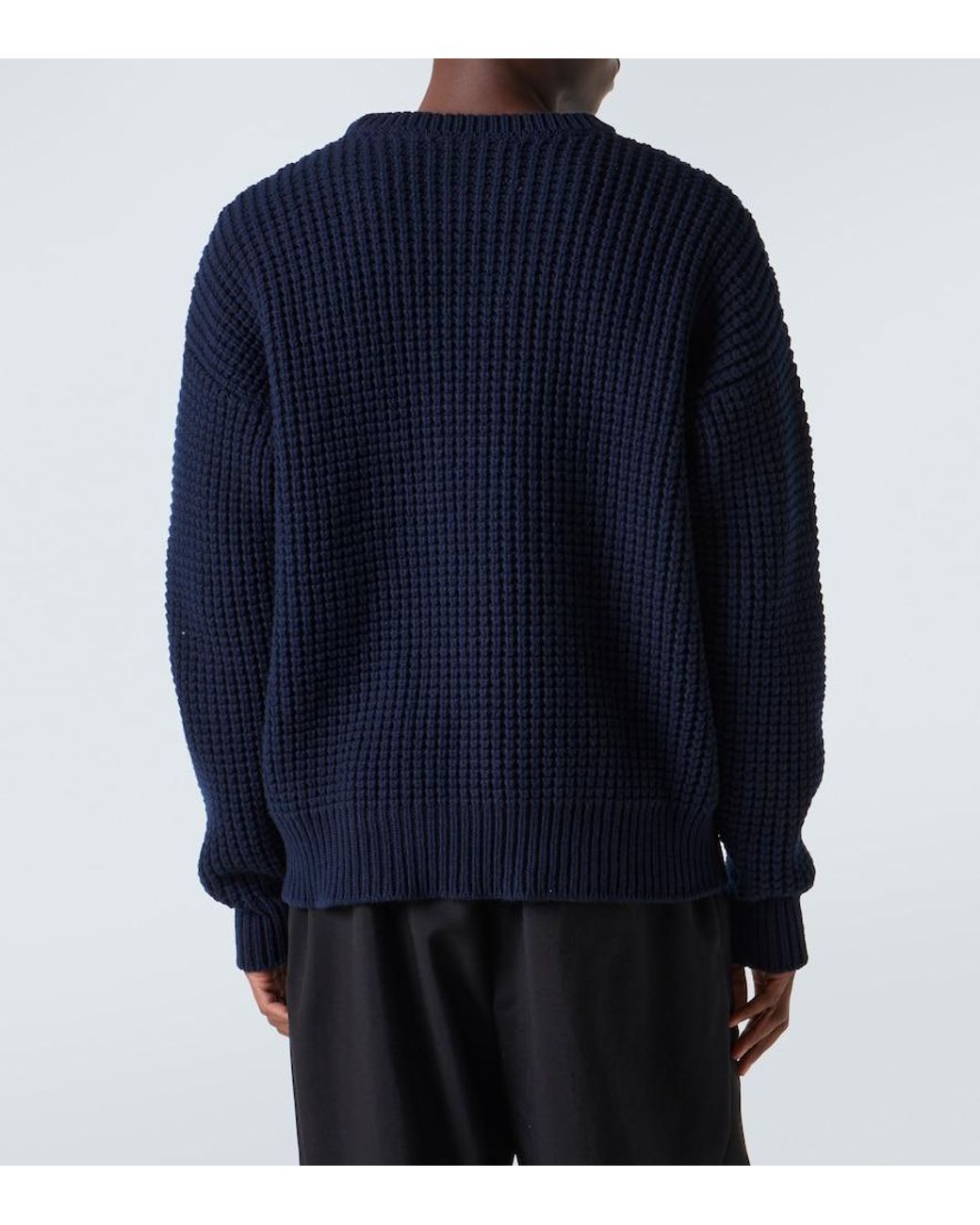 Jil Sander Blue Oversized Virgin Wool Sweater for men