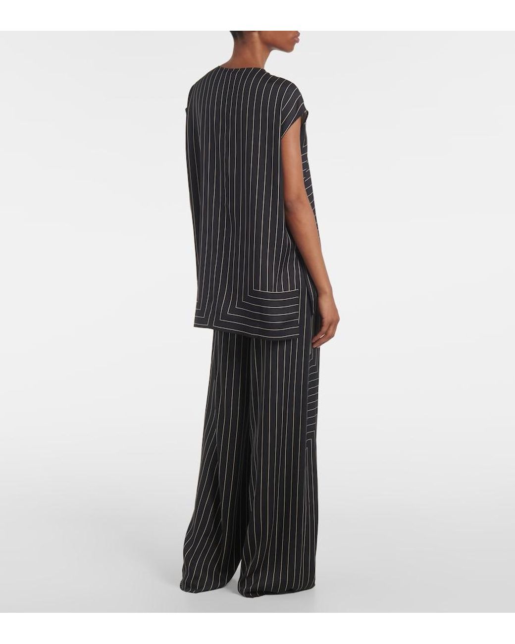 Joseph Black Louison Striped Silk-Blend Top