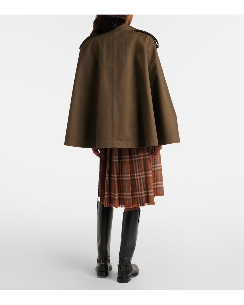 Burberry Brown Check Wool Midi Skirt