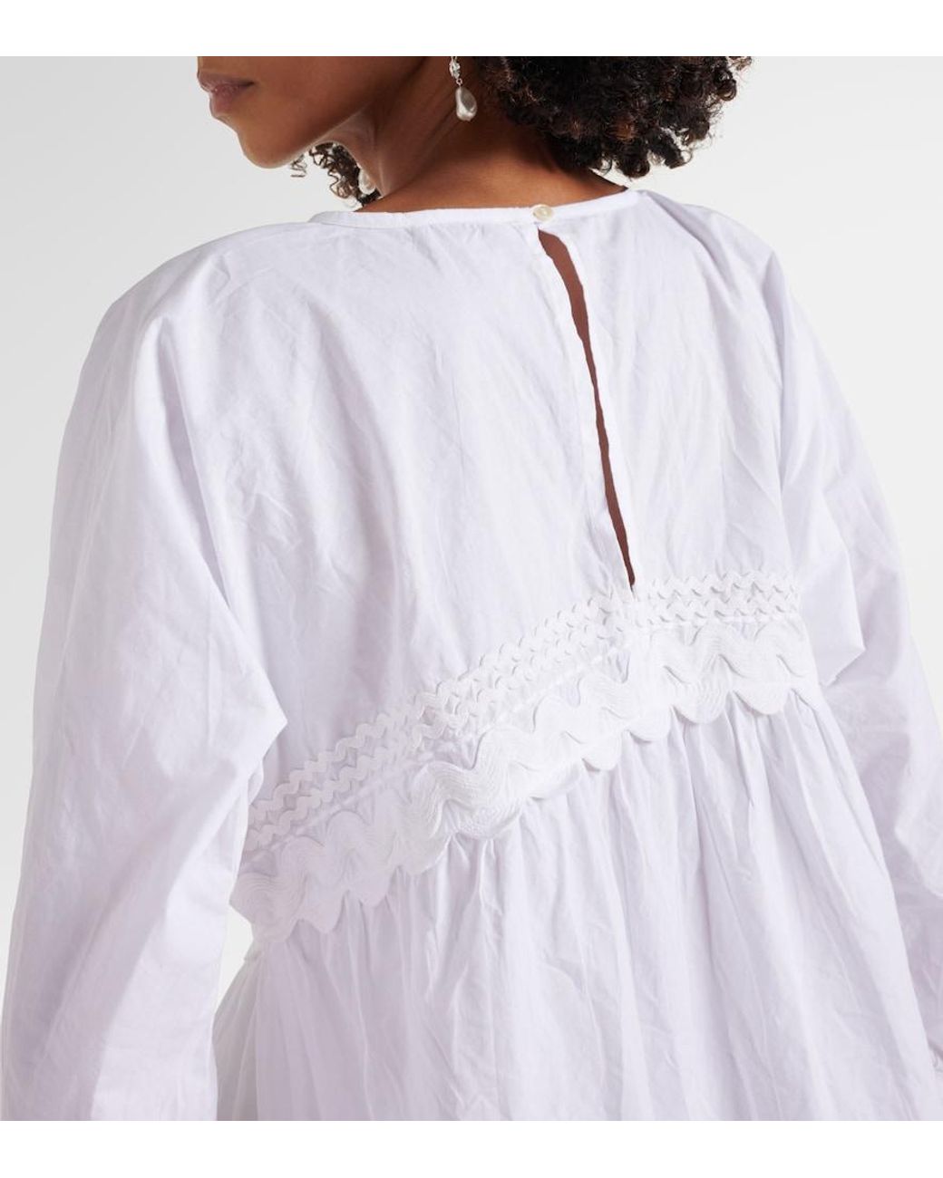 Juliet Dunn White Cotton Poplin Minidress